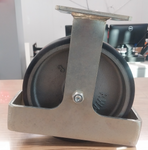 RWM Casters, 8x2 Rigid w/ Toe Guards, Plate 4" x 4-1/2", 46-UIR-0820-R-FG
