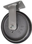 RWM Casters, 8x2 Rigid w/ Toe Guards, Plate 4" x 4-1/2", 46-UIR-0820-R-FG