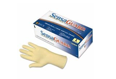 MCR Safety 5055 SensaGuard Disposable Latex Industrial Gloves, 100 Gloves/Box, Cream Color