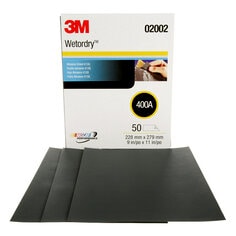 3M™ Wetordry™ Abrasive Sheet 413Q, 02002, 400, 9 in x 11 in, 50 sheets
per carton, 5 cartons per case