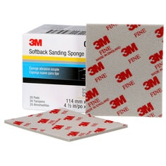 3M™ Softback Sanding Sponge 02604, 4 1/2 in x 5 1/2 in (115 mm x
140 mm), Fine, 20 Sponges/Pack, 6 Packs/Case
