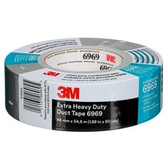 3M™ Extra Heavy Duty Duct Tape 6969, Silver, 48 mm x 54.8 m, 10.7 mil,
24 Roll/Case, Individually Wrapped Conveniently Packaged