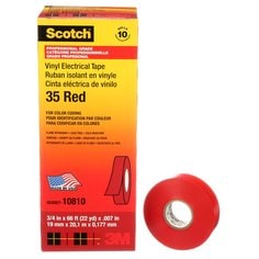 Scotch® Vinyl Color Coding Electrical Tape 35, 3/4 in x 66 ft, Red, 10
rolls/carton, 100 rolls/Case
