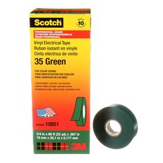 Scotch® Vinyl Color Coding Electrical Tape 35, 3/4 in x 66 ft, Green, 10
rolls/carton, 100 rolls/Case