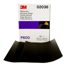 3M™ Wetordry™ Abrasive Sheet 213Q, 02036, P600, 9 in x 11 in, 50 sheets
per carton, 5 cartons per case