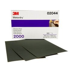 3M™ Wetordry™ Abrasive Sheet 401Q, 02044, 2000, 5 1/2 in x 9 in, 50
sheets per carton, 5 cartons per case