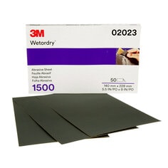 3M™ Wetordry™ Abrasive Sheet 401Q, 02023, 1500, 5 1/2 in x 9 in, 50
sheets per carton, 5 cartons per case
