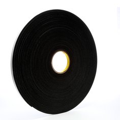 3M™ Vinyl Foam Tape 4718, Black, 1/2 in x 36 yd, 125 mil, 18 rolls per
case