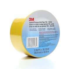3M™ General Purpose Vinyl Tape 764, Yellow, 2 in x 36 yd, 5 mil, 24 Roll/Case, Individually Wrapped Conveniently Packaged