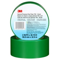 3M™ General Purpose Vinyl Tape 764, Green, 2 in x 36 yd, 5 mil, 24 Roll/Case, Individually Wrapped Conveniently Packaged