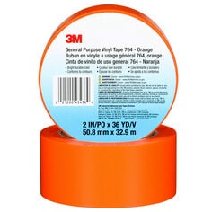 3M™ General Purpose Vinyl Tape 764, Orange, 2 in x 36 yd, 5 mil, 24 Roll/Case, Individually Wrapped Conveniently Packaged