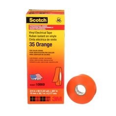 Scotch® Vinyl Color Coding Electrical Tape 35, 3/4 in x 66 ft, Orange,
10 rolls/carton, 100 rolls/Case