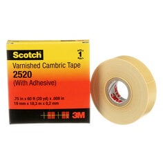 Scotch® Varnished Cambric Tape 2520, 3/4 in x 60 ft, Yellow, 1
roll/carton, 20 rolls/Case