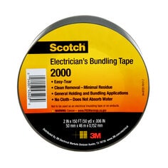 Scotch® Electricians Duct Tape 2000, 2 in x 50 yd, 12 Roll Display, 12
Rolls/Case
