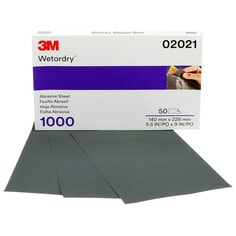 3M™ Wetordry™ Abrasive Sheet 401Q, 02021, 1000, 5 1/2 in x 9 in, 50
sheets per carton, 5 cartons per case
