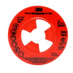 3M™ Disc Pad Face Plate Ribbed 28443, 4-1/2 in Extra Hard Red, 10
ea/Case