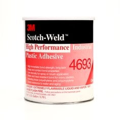 3M™ High Performance Industrial Plastic Adhesive 4693, Light Amber, 1
Gallon Can, 4/case