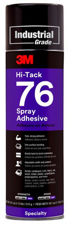 3M™ Hi-Tack Spray Adhesive 76, Clear, 24 fl oz Can (Net Wt 18.1 oz),
12/Case, NOT FOR SALE IN CA AND OTHER STATES