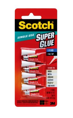 Scotch® Super Glue Liquid AD114, 4-Pack of single-use tubes, .017 oz
each