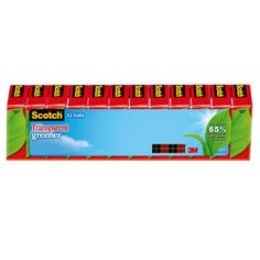 Scotch® Transparent Greener Tape 612-12P, 3/4 in x 900 in (19 mm x 22,8
m)