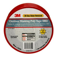 3M™ Outdoor Masking Poly Tape 5903, Red, 48 mm x 54.8 m, 7.5 mil, 24
Roll/Case, Individually Wrapped Conveniently Packaged