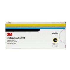 3M™ Gold Abrasive Sheet, 02552, P220 grade, 3 2/3 in x 9 in, 100 sheets
per pack, 5 packs per case