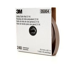 3M™ Utility Cloth Roll 211K, 240 J-weight, 2 in x 50 yd, Full-flex, 5
ea/Case
