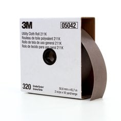 3M™ Utility Cloth Roll 211K, 320 J-weight, 1-1/2 in x 50 yd, Full-flex,
5 ea/Case
