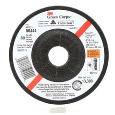 3M™ Green Corps™ Flexible Grinding Wheel, T27, 4-1/2 in x 1/8 in x 7/8
in, 46, 20/Carton, 40 ea/Case