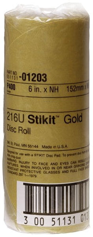 3M™ Stikit™ Gold Disc Roll, 01203, 6 in, P400, 75 discs per roll, 6
rolls per case