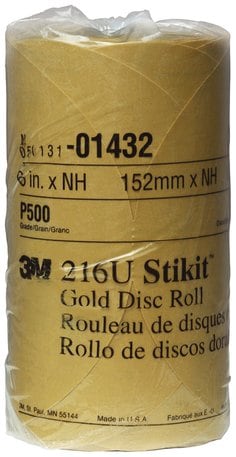 3M™ Stikit™ Gold Disc Roll, 01432, 6 in, P500, 175 discs per roll, 6
rolls per case
