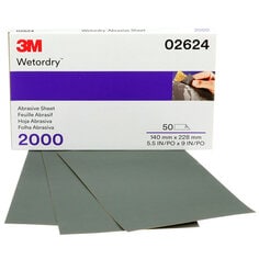 3M™ Wetordry™ Abrasive Sheet, 02624, 2000, heavy duty, 5 1/2 in x 9 in,
50 sheets per carton, 5 cartons per case