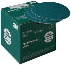 3M™ Green Corps™ Stikit™ Production™ Disc, 01547, 6 in, 40 grit, 100
discs per carton, 5 cartons per case