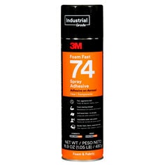 3M™ Foam Fast Spray Adhesive 74, Clear, 24 fl oz Can (Net Wt 16.9 oz),
12/Case, NOT FOR SALE IN CA AND OTHER STATES
