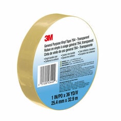 3M™ General Purpose Vinyl Tape 764, Transparent, 1 in x 36 yd, 5 mil, 36 Roll/Case, Individually Wrapped Conveniently Packaged