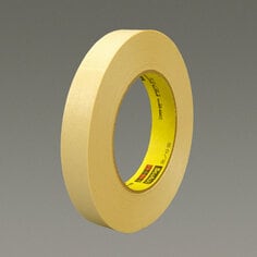 3M™ Crepe Masking Tape 202, Tan, 12 mm x 55 m, 6.3 mil, 72 Roll/Case