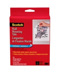 Scotch® Wall Mounting Tabs 7225 1/2 in x 3/4 in 480 Tabs/Box