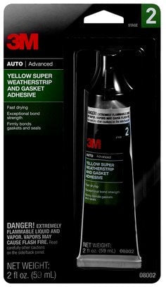 3M™ Yellow Super Weatherstrip and Gasket Adhesive, 08002, 2 fl oz, 12
per case