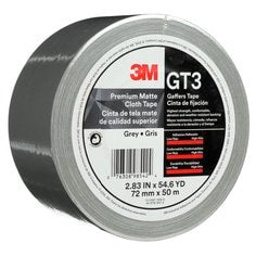 3M™ Premium Matte Cloth (Gaffers) Tape GT3, Gray, 72 mm x 50 m, 11 mil,
16/Case