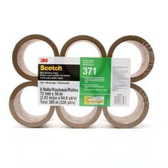 Scotch® Box Sealing Tape 371, Tan, 72 mm x 50 m, 24/Case (6 rolls/pack 4
packs/case), Conveniently Packaged
