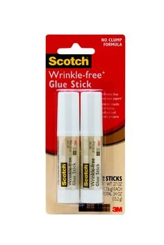 Scotch® Wrinkle Free Glue Stick, 6008WF-2, .27 oz, 2-Pack