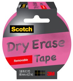 Scotch® Dry Erase Tape 1905R-DE-PNK, 1.88 in x 5 yd (47,7 mm x 4,57 m),
Pink Dry Erase,3 per inner, 4 inners, 12 per case