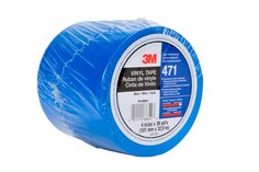 3M™ Vinyl Tape 471, Blue, 4 in x 36 yd, 5.2 mil, 8 Roll/Case, Individually Wrapped Conveniently Packaged