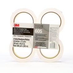 Scotch® Light Duty Packaging Tape 605, Clear, Cold Temperature, 3/4 in x
72 yd, 12 Pack/Case, Conveniently Packaged