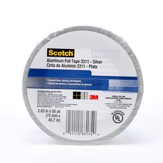Scotch® Foil Tape 3311, Silver, 2.83 in x 50 yd, 3.6 mil, 6 rolls per
case