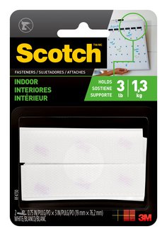 Scotch™ Indoor Fasteners RF4730, 3/4 in x 3 in (19,0 mm x 76,2 mm),
White, 2 Sets of Strips