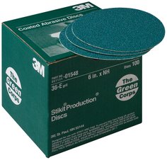 3M™ Green Corps™ Stikit™ Production™ Disc, 01548, 6 in, 36 grit, 100
discs per carton, 5 cartons per case