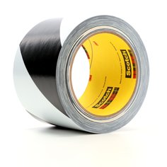 3M™ Safety Stripe Vinyl Tape 5700, Black/White, 3 in x 36 yd, 5.4 mil, 12 Roll/Case, Individually Wrapped Conveniently Packaged