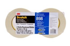 Scotch® Filament Tape 898, Clear, 18 mm x 55 m, 6.6 mil, 24 rolls per
case, Individually Wrapped Conveniently Packaged