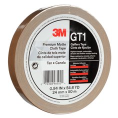 3M™ Premium Matte Cloth (Gaffers) Tape GT1, Tan, 24 mm x 50 m, 11 mil,
48/Case